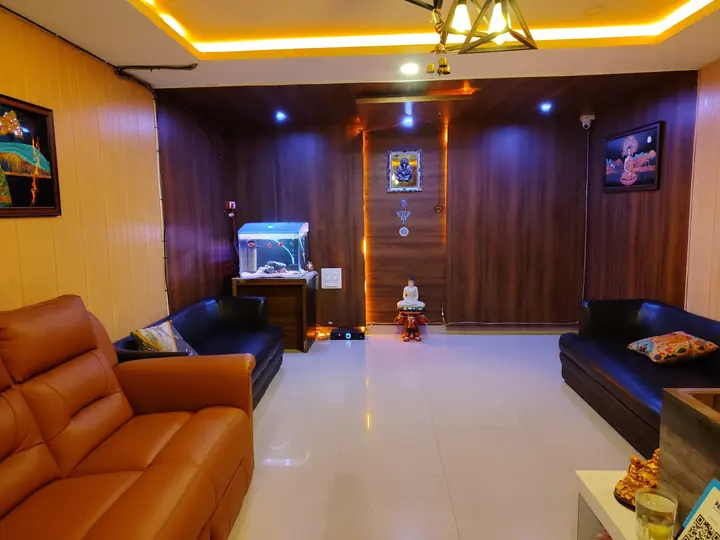 Buddha wall artwork inside Green Tree Spa Banjara Hills